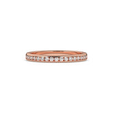 Adelina round lab-grown diamond channel-set memoire wedding band in 585 rose gold, front view 