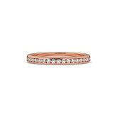 Adelina round lab-grown diamond channel-set memoire wedding band in 750 rose gold, front view 