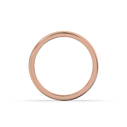 Adelina round lab-grown diamond channel-set memoire wedding band in 585 rose gold, top view 