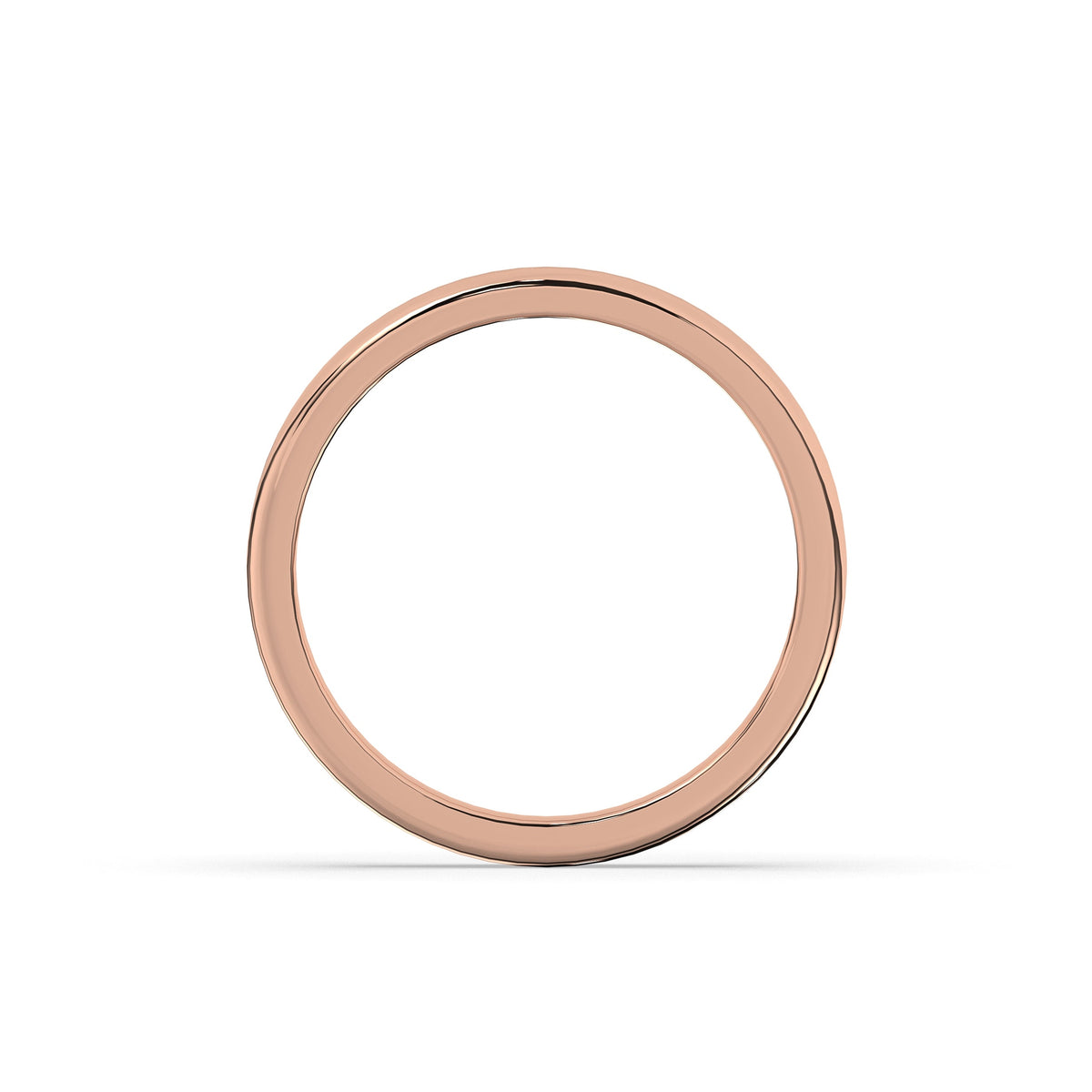 Adelina round lab-grown diamond channel-set memoire wedding band in 750 rose gold, top view 