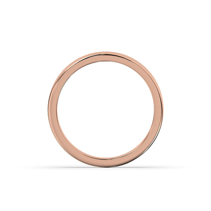 Adelina round lab-grown diamond channel-set memoire wedding band in 750 rose gold, top view 