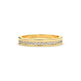 Tabea round lab-grown diamond channel-set memoire wedding band in 585 yellow gold, front view 