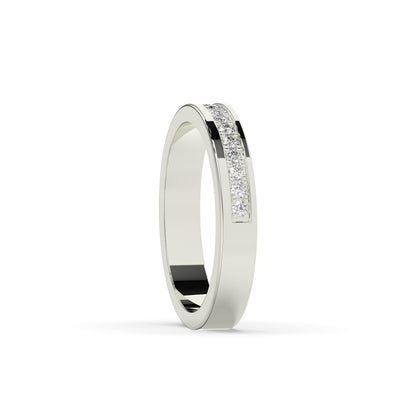 Tabea round lab-grown diamond channel-set memoire wedding band in 585 white gold, side view 