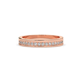 Tabea round lab-grown diamond channel-set memoire wedding band in 585 rose gold, front view 