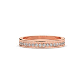 Tabea round lab-grown diamond channel-set memoire wedding band in 750 rose gold, front view 