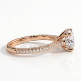 Round lab-grown diamond halo engagement ring in 18K (750) rose gold, detail view 