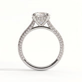 Round lab-grown diamond halo engagement ring in 950 platinum, side profile 