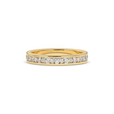 Elodie round and baguette lab-grown diamond channel-set eternity wedding band in 750 yellow gold, front view 
