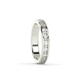 Elodie round and baguette lab-grown diamond channel-set eternity wedding band in 585 white gold, side view 