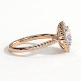 Round lab-grown diamond halo engagement ring in 14K (585) rose gold, detail view 