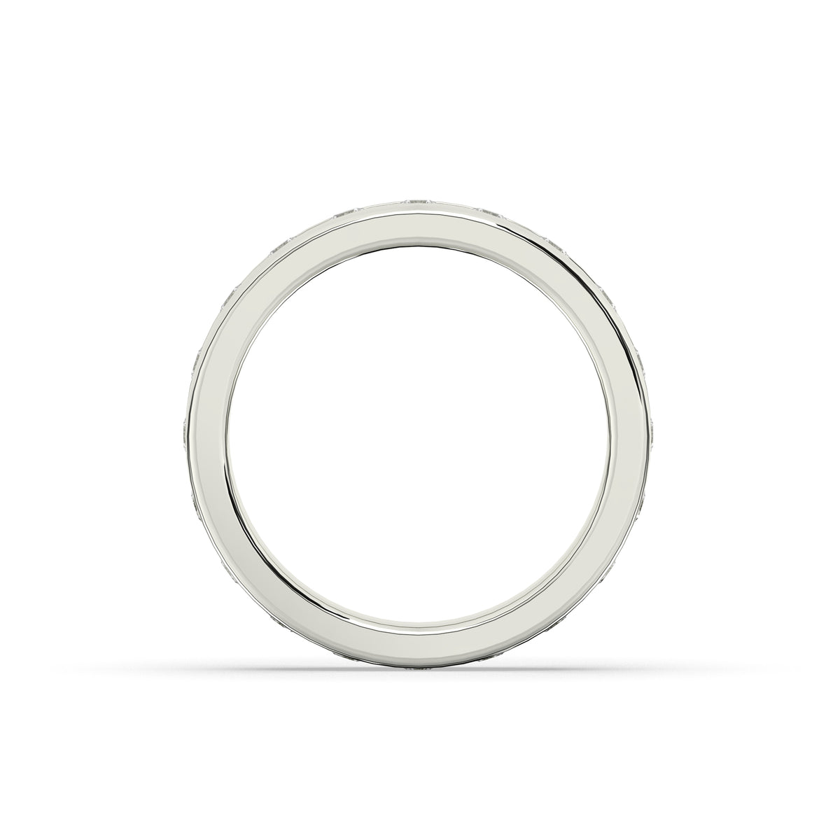 Elodie round and baguette lab-grown diamond channel-set eternity wedding band in 585 white gold, top view 