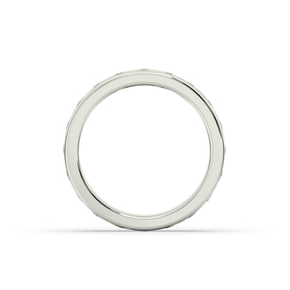 Elodie round and baguette lab-grown diamond channel-set eternity wedding band in 585 white gold, top view 