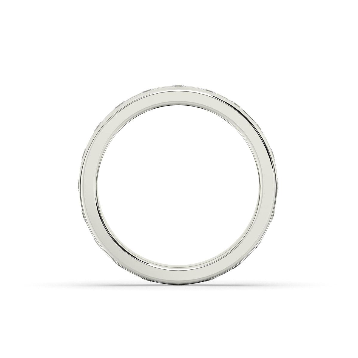 Elodie round and baguette lab-grown diamond channel-set eternity wedding band in 950 platinum, top view 