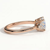 Round lab-grown diamond halo engagement ring in 14K (585) rose gold, detail view 