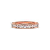 Elodie round and baguette lab-grown diamond channel-set eternity wedding band in 585 rose gold, front view 