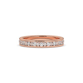 Elodie round and baguette lab-grown diamond channel-set eternity wedding band in 750 rose gold, front view 