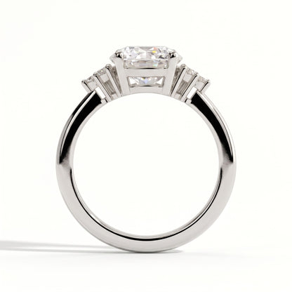 Round lab-grown diamond halo engagement ring in 950 platinum, side profile 