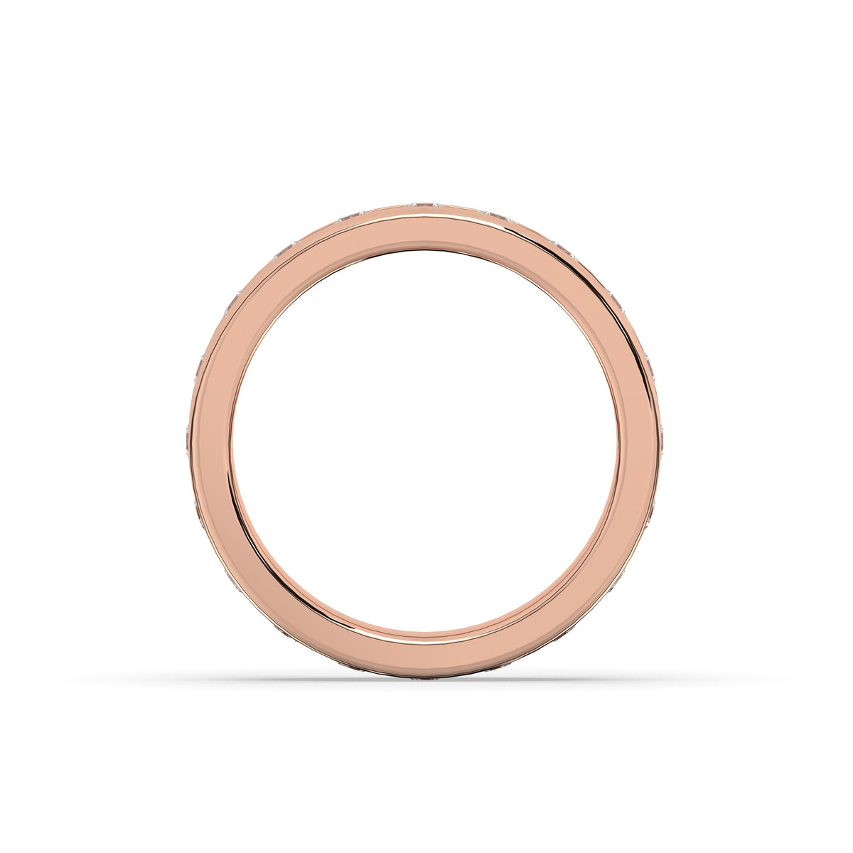 Elodie round and baguette lab-grown diamond channel-set eternity wedding band in 585 rose gold, top view 