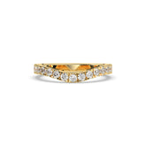 Irmel curved round lab-grown diamond memoire wedding band in 585 yellow gold, front view 