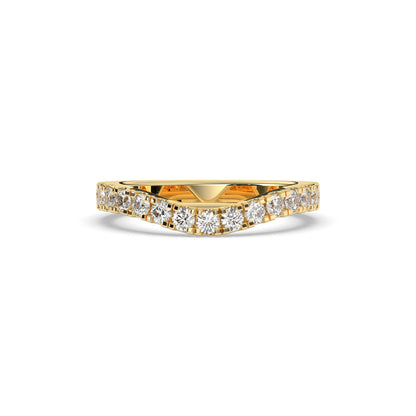 Irmel curved round lab-grown diamond memoire wedding band in 585 yellow gold, front view 