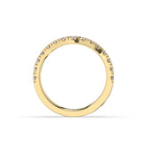 Irmel curved round lab-grown diamond memoire wedding band in 585 yellow gold, top view 