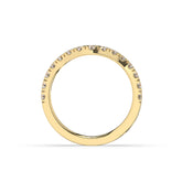 Irmel curved round lab-grown diamond memoire wedding band in 750 yellow gold, top view 