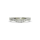 Irmel curved round lab-grown diamond memoire wedding band in 585 white gold, front view 