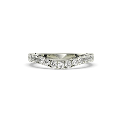 Irmel curved round lab-grown diamond memoire wedding band in 585 white gold, front view 