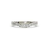 Irmel curved round lab-grown diamond memoire wedding band in 950 platinum, front view 
