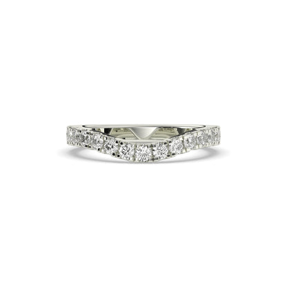 Irmel curved round lab-grown diamond memoire wedding band in 950 platinum, front view 