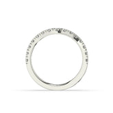 Irmel curved round lab-grown diamond memoire wedding band in 585 white gold, top view 
