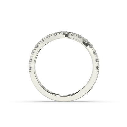 Irmel curved round lab-grown diamond memoire wedding band in 585 white gold, top view 