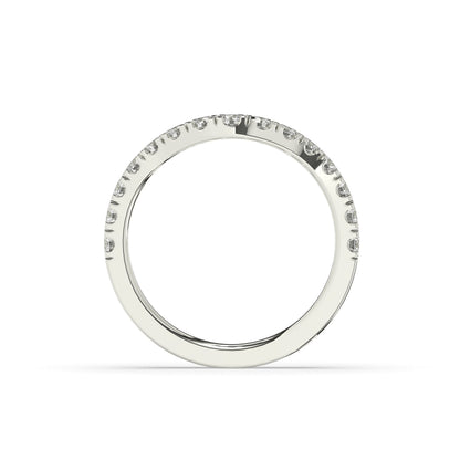 Irmel curved round lab-grown diamond memoire wedding band in 950 platinum, top view 