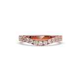 Irmel curved round lab-grown diamond memoire wedding band in 750 rose gold, front view 