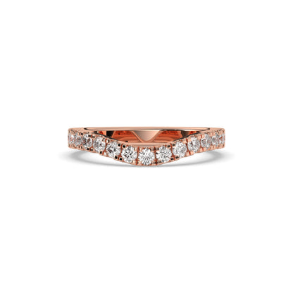 Irmel curved round lab-grown diamond memoire wedding band in 750 rose gold, front view 