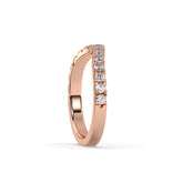 Irmel curved round lab-grown diamond memoire wedding band in 750 rose gold, side view 