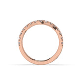 Irmel curved round lab-grown diamond memoire wedding band in 585 rose gold, top view 