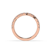 Irmel curved round lab-grown diamond memoire wedding band in 750 rose gold, top view 