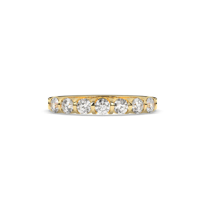 Vivia round lab-grown diamond memoire wedding band in 585 yellow gold, front view 