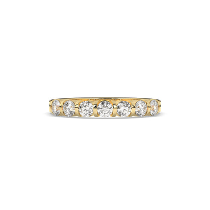 Vivia round lab-grown diamond memoire wedding band in 750 yellow gold, front view 