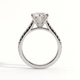 Round lab-grown diamond halo engagement ring in 950 platinum, side profile 
