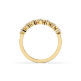 Vivia round lab-grown diamond memoire wedding band in 750 yellow gold, top view 