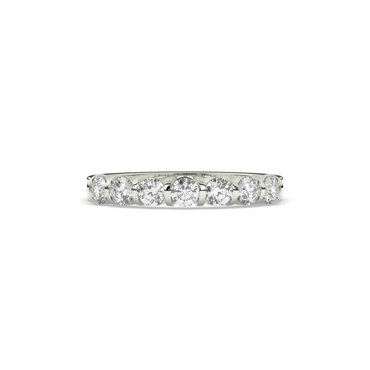 Vivia round lab-grown diamond memoire wedding band in 585 white gold, front view 