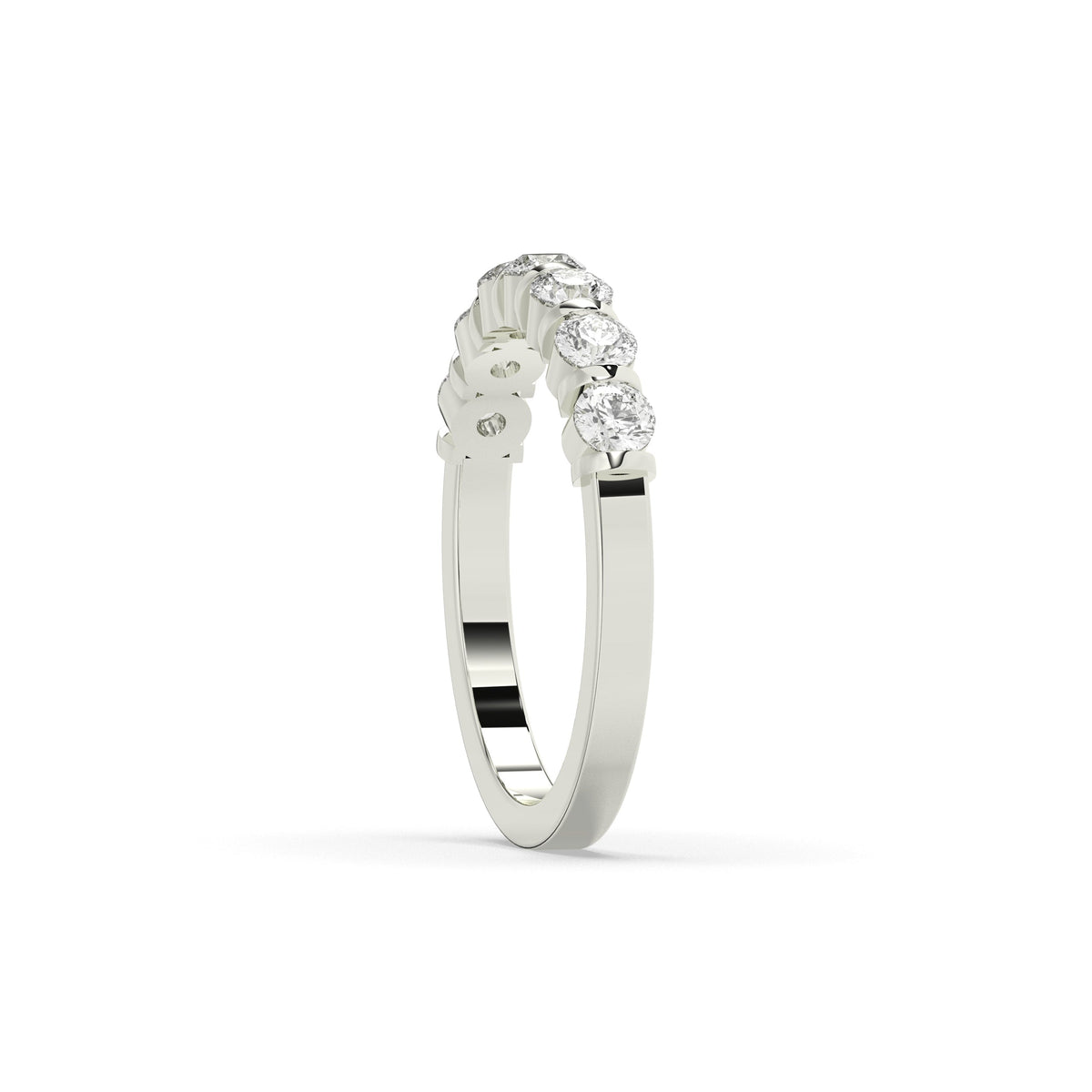 Vivia round lab-grown diamond memoire wedding band in 950 platinum, side view 