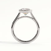 Round lab-grown diamond bezel-set solitaire engagement ring in 14K (585) white gold, side profile 