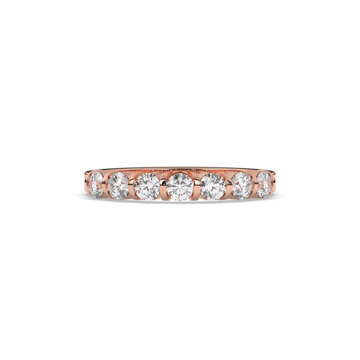 Vivia round lab-grown diamond memoire wedding band in 585 rose gold, front view 