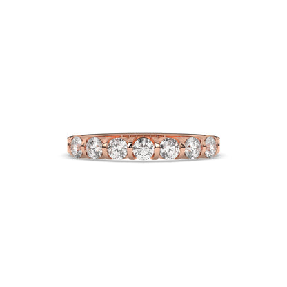 Vivia round lab-grown diamond memoire wedding band in 585 rose gold, front view 