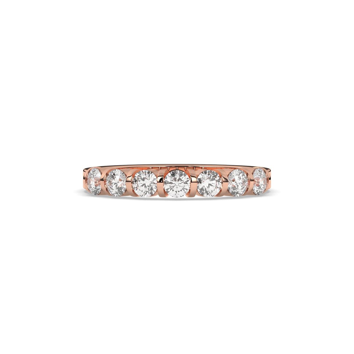 Vivia round lab-grown diamond memoire wedding band in 750 rose gold, front view 
