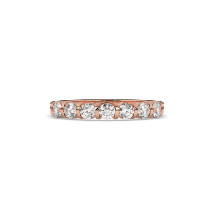 Vivia round lab-grown diamond memoire wedding band in 750 rose gold, front view 