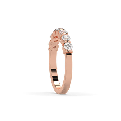 Vivia round lab-grown diamond memoire wedding band in 750 rose gold, side view 